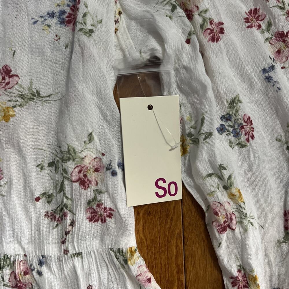 So Floral Bohemian Long Sleeve Top Size L Ivory Fairy Indie Romantic Ethereal - Picture 3 of 12